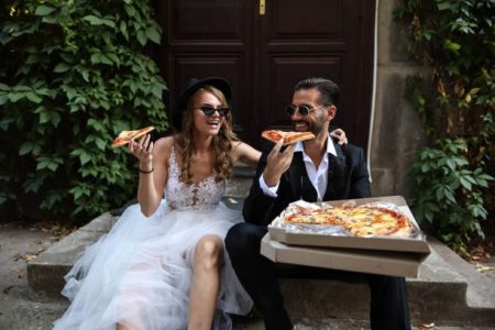 Bride and groom on a wedding day